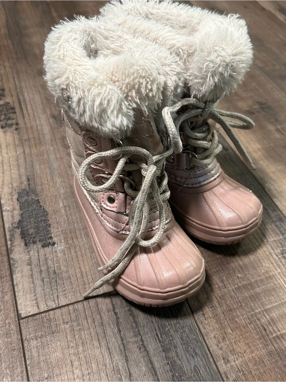 London Fog Girls Pink Faux-Fur Winter Snow Boots